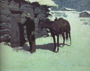 Frederic Remington The Belated Traveler (mk43) oil painting